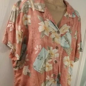 Caribbean Joe 2x woman’s salmon tropical Buttoned